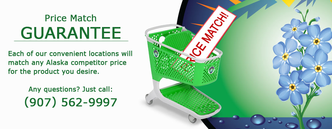 We offer a price match guarantee in Alaska for hydroponic and indoor grow supplies nd products